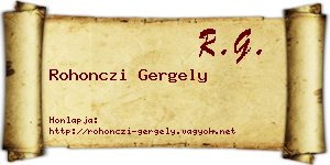 Rohonczi Gergely névjegykártya